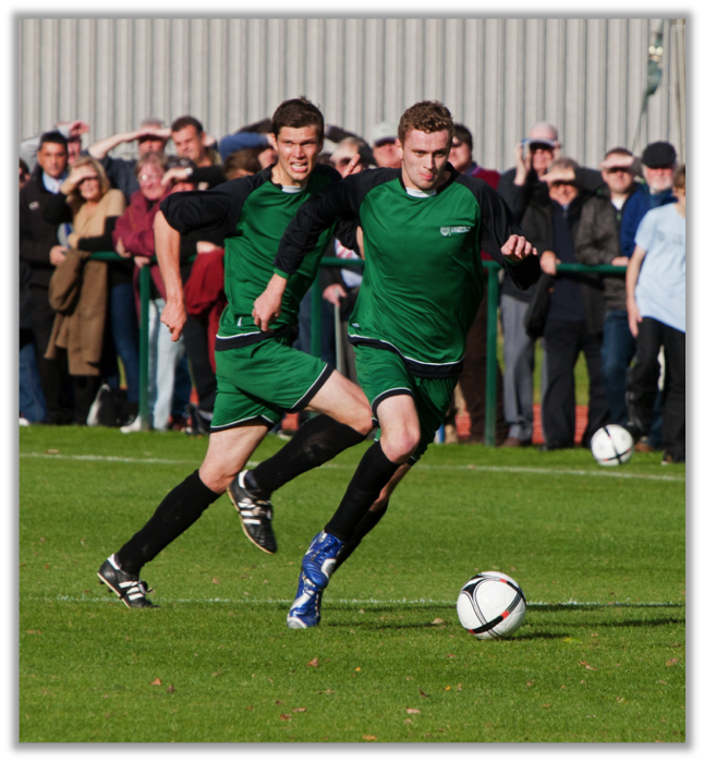 University of Stirling football team two players on the pitch