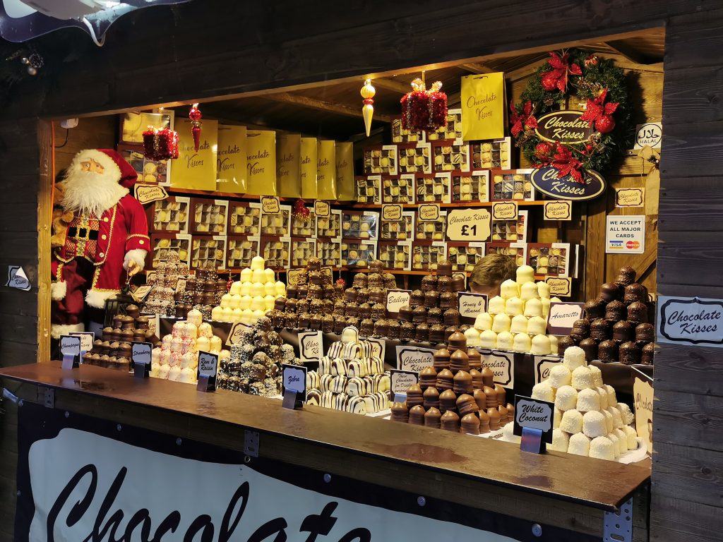 Chocolate stall at the Christmas market 